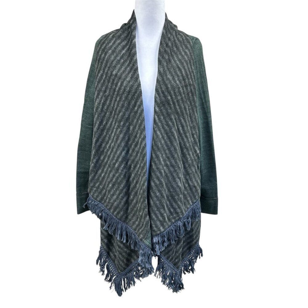 Saturday Sunday Elise Blanket Cardigan Fringe Draped Artsy Boho Goblin Indie M